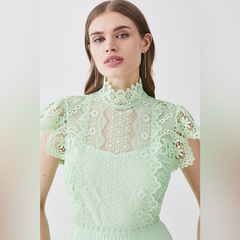 NWT Karen Millen Guipure Lace Pleated Skirt Midi Dress. Sold Out! - Picture 7 of 16